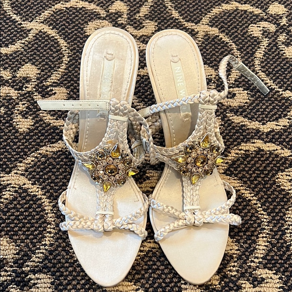 Nine West Women's Cream Sandals with Embellishments Never worn